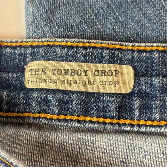 AG Adriano Goldschmied Jeans Womens 29 Blue Tomboy Crop Relaxed Straight Distres - Picture 6 of 8